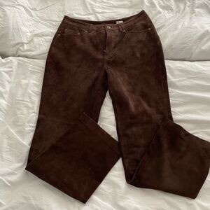 Vintage Talbots Brown 100% Suede Leather Mid-Rise Pants